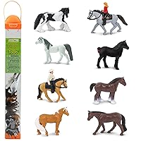 Safari Ltd. Horse Lovers TOOB - 8 Figurines: Gypsy Vanner, Clydesdale, Arabian, Percheron, Quarter, Palomino, Cowboy, Cowgirl - Educational Toy Figures For Boys, Girls & Kids Ages 3+