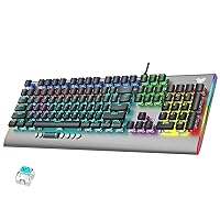 AULA F2099 PC Gaming Keyboard 104-Keys Programmable Anti-Ghosting, Mixed Colorful RGB LED Backlit Multimedia Knob, USB Wired Ergonomic Mechanical Keyboards for Gamers (Blue Switch)