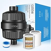 Cobbe Shower Filter for Hard Water Shower Head Filter - with Replaceable Filter Cartridges - High Output Shower Water Filter for Removing Chlorine and Harmful Substance, Matte Black