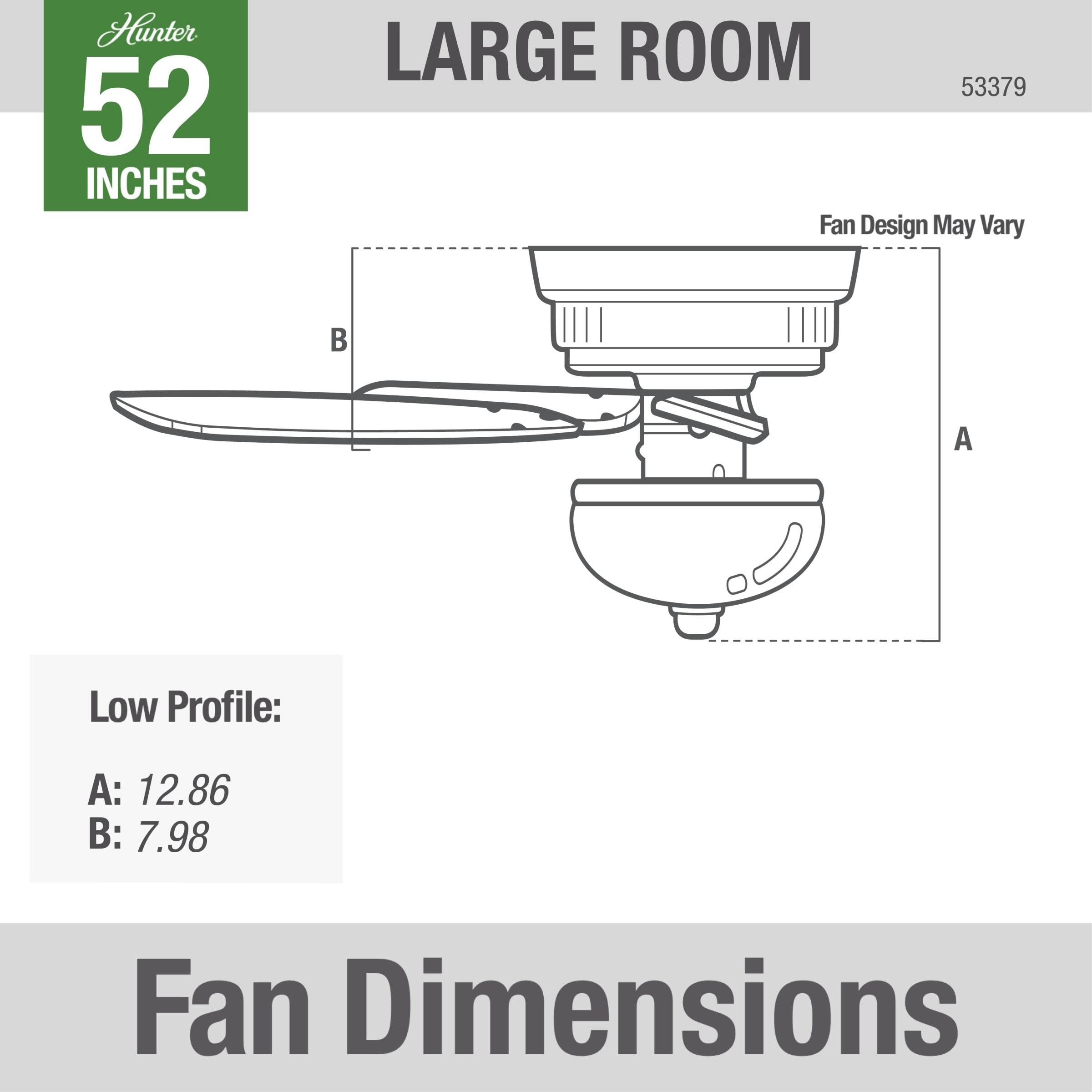 Hunter Fan Company 53379 Hunter Kenbridge Indoor Low Profile Ceiling Fan with LED Light and Pull Chain Control, Large, Noble Bronze Finish