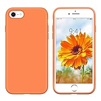 GUAGUA Compatible with iPhone SE 2022/2020 Case, iPhone 8 Case iPhone 7 Case 4.7 Inch Liquid Silicone Soft Gel Slim Microfiber Lining Cushion Texture Protective Case for iPhone SE 3rd/2nd, Orange