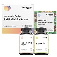 Hormone Balance Support Bundle | Myo-Inositol & D-Chiro Inositol Blend 30-day Supply | Organic Spearmint 30-day Supply | Premium Daily Multivtamin for Women 30-day Supply | Morning Sickness Tea 15ct