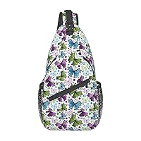Spring Colorful Butterfly Cross Chest Bag Diagonally Travel Backpack, Light Travel, Hiking Single Shoulder Bag