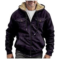 Jackets For Men,Winter Full Zip Sherpa Fleece Coats Oversize Thickened Fashion Warm Casual Long Sleeve Jackets