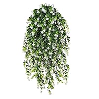 10pcs Artificial Flowers for Outdoors Plants Fake Plants Uv Resistant Faux Plastic Daffodils Flower Greenery Boxwood for Spring Planters Outdoor Front Porch Garden Porch Patio Decoration(white)