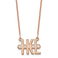 Jewels By Lux Etched 3 Initial Diamond Cable Chain Necklace (Length 18 in Width 14.36 mm)