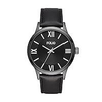 Men's Black Vegan Leather Strap Watch (Model: FMDFL5007)