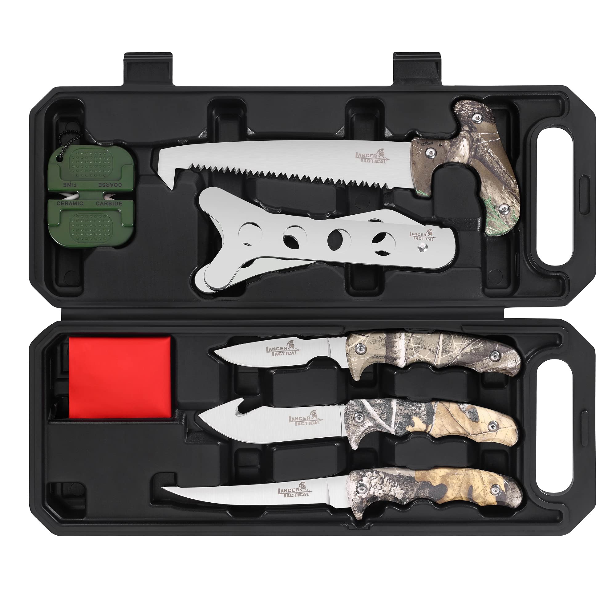 LANCERGEAR Field Dressing Kit Hunting Knife Set, Portable Hunting Accessories for Men, Hunting Stuff, Hunters, for Hunting, Survival, Fishing, Camping