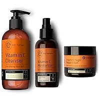 Eve Hansen Classic Vitamin C Allstars Collection | Natural Vit C Face Wash for a Deep Clean (8 oz) | Brightening Moisturizer (4 oz) | Anti Aging Night Repair Cream/Neck Cream (2 oz) for All Skin Types
