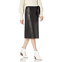 The Drop Women's Manon Vegan Leather Wrap-Front Midi Skirt