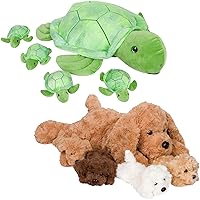 PixieCrush Snugababies Turtle Stuffed Animals for Girls Ages 3 4 5 6 7 8 Years; Stuffed Turtle with 4 Baby Turtles in her Tummy Bundle Unicorn Puppy Stuffed Animals for Girls,Stuffed Mommy Dog