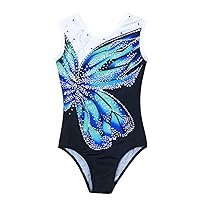 LIUHUO Rhythmic Gymnastics Leotards Girls Kids Butterfly Rhinestones Women Dance Unitards