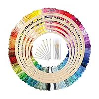 onsore Embroidery Hoops with 100 Colors Skeins Embroidery Thread Floss Cross Stitch and Needles