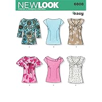 New Look Sewing Pattern 6808 Misses Tops, Size A (8-10-12-14-16-18)