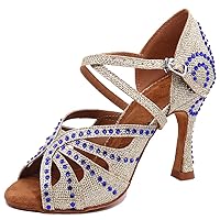 Women's Cross Strap Glitter Rhinestones Peep Toe Tango Ballroom Latin Modern Dance Shoes Wedding Party Sandals
