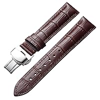 BINLUN Leather Watch Strap Quick Release Strap with Silver Butterfly Deployment Buckle 12mm 13mm 14mm 16mm 17mm 18mm 19mm 20mm 21mm 22mm 23mm 24mm Watch Band for Men Women