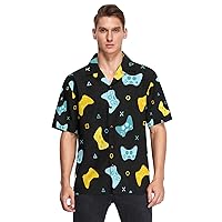 Cute Video Game Colorful Mens Hawaiian Shirts Short Sleeve Button Down Vacation Men's Beach Shirts