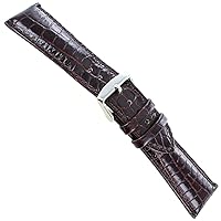 24mm deBeer Baby Crocodile Grain Red Brown Padded Stitched Watch Band Strap