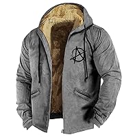 Zip Up Hoodie Men Big And Tall Men's Vintage Heavyweight Sherpa Fleece Lined Jackets Winter Warm Sweatshirt Coats