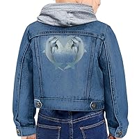 Dolphins Toddler Hooded Denim Jacket - Dolphin Print Present - Baby Birth Gift