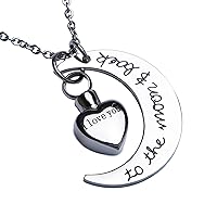 Personalized Custom Love You to the Moon and Back Cremation Urn Necklace for Ashes Memorial Pendant Jewelry
