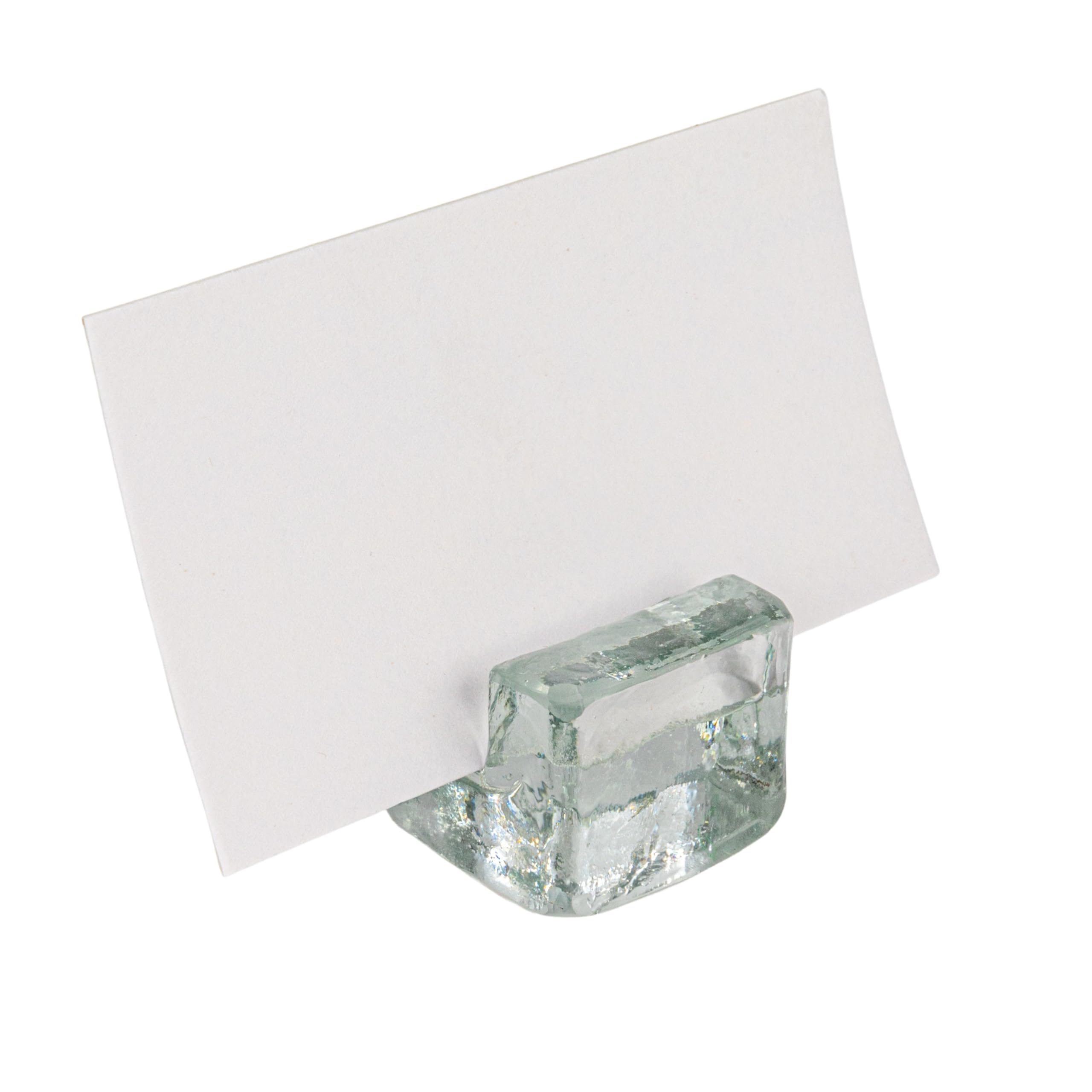 Creative Co-Op Glass Cube Place Card/Photo Holders with Paper Cards, Clear, Set of 6