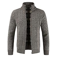 Men's Autumn Winter Knitted Cardigan Sweater Casual Striped Zipper Long Sleeve Jacket