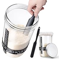 Combler Sourdough Starter Kit, 34oz Large Capacity Sourdough Bread Baking Supplies, Wide Mouth Glass Jar with Feeding Band, Thermometer, Spatula, Cloth Cover&Metal Lid, Kitchen Gadgets Baking Gifts