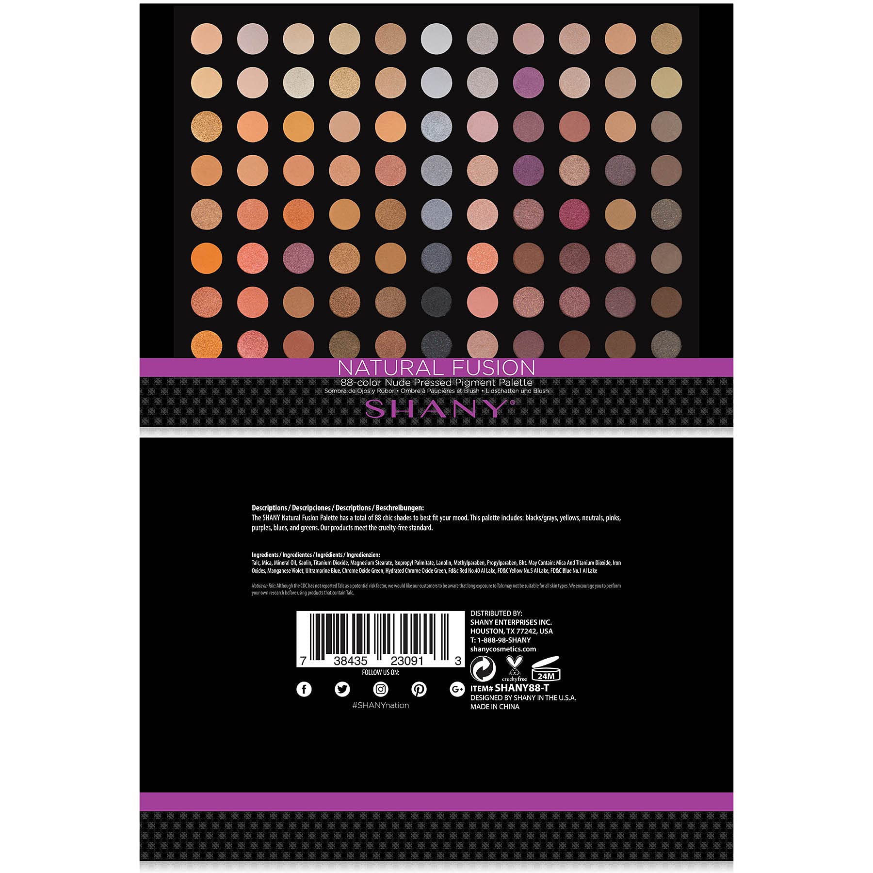 SHANY Natural Fusion Makeup Palette - 88 Color Highly Pigmented Blendable Natural Color Matte Eye shadow Palette - Nude