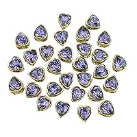 Embroiderymaterial Heart Shape Flat Back Sew On Kundan Rhinestones for Embroidery & Jewelry, Purple, 6X7 MM, 50 Pieces