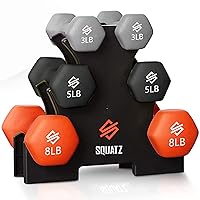 Dumbbell Weights Set with Stand, 20lbs Neoprene Coated Weights in Color Gray, Black, and Orange, Hex Shape Anti Slip and Roll Dumbbells for Exercise, Training, Fitness, Yoga