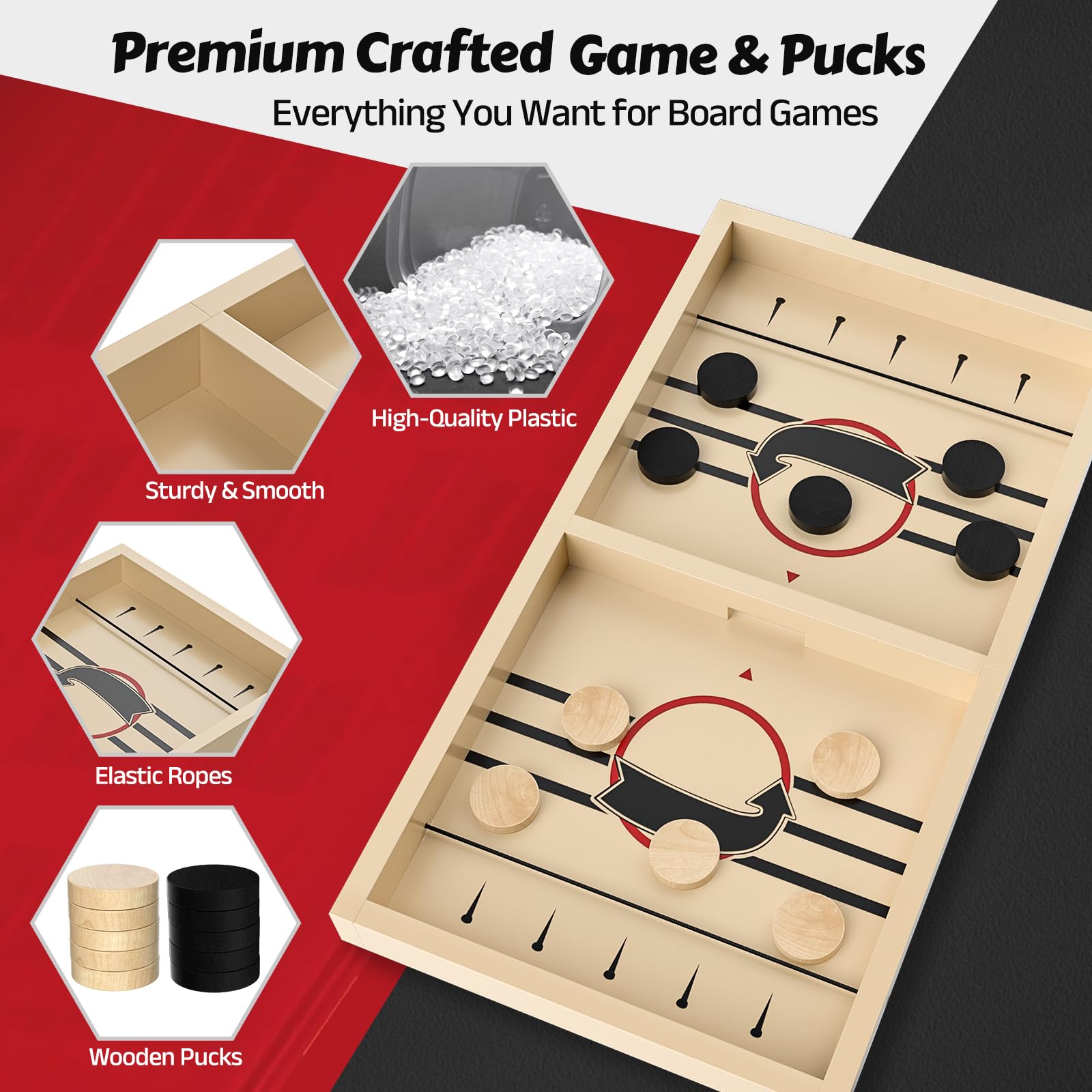 Large Fast Sling Puck Game - Fast Paced Plastic Super Winner Sling Hockey Board Games & Rapid Slingshot Battle Table - Ideal for Family Nights, Parties & Competitive Fun for Adults and Kids