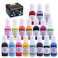 LET’S Resin 18 Colors Epoxy Pigment, Opaque Liquid Resin Colorant Each 0.35oz,Odorless Epoxy Resin Dye Solid Color Liquid Dye for Resin Jewelry DIY Crafts Art Making