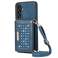 XYX Wallet Case for Samsung A54 5G, Crossbody Strap PU Leather RFID Blocking Credit Card Holder Card Cases Women Girl with Adjustable Lanyard for Galaxy A54 5G, Blue