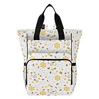 Bee Honey Diaper Bag Backpack for Baby Boy Girl Large Capacity Baby Changing Totes with Three Pockets Multifunction Travel Diaper Bag for Playing Shopping Picnicking