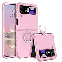 GUAGUA Compatible with Samsung Galaxy Z Flip 3 Case 5G 6.7 Inch Hybrid 2 in 1 Hard PC Soft TPU Heavy Duty Rugged Shockproof Full-Body Protective Phone Cover for Samsung Z Flip3, Pink