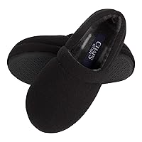 Chaps Boys' Moccasin Slipper House Shoe with Indoor/Outdoor Nonslip Sole Slipper, Black Closed Back, Large