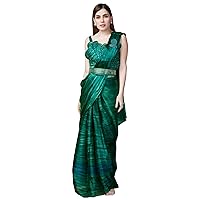 Indian Fancy Pre -Pleated Embellished One Minute Sequin Saree Ready To Wear Sari 3765