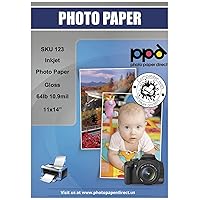 PPD Inkjet Glossy Heavyweight Photo Paper 11x14'' 64lbs. 240gsm 10.9mil x 50 Sheets (PPD123-50)
