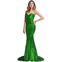 Brilliant Mermaid Sweetheart-Neck Sequins Prom Pageant Dresses Evening Gown Size 16- Green