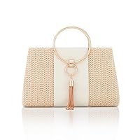 Lanpet Women Evening Handbags, Straw Clutch Purses,Summer Beach Bags Tote Tassels Straw Clutch