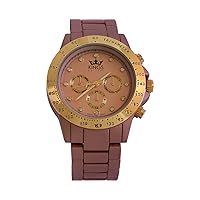 Tea Pink Metal Strap Gold Dial Ladies Watch Analog Quartz Movement