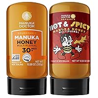 MGO 30+ SQUEEZY and HOT HONEY SQUEEZY Value Bundle, 100% Pure New Zealand Honey. Certified. Guaranteed. RAW. Non-GMO
