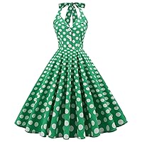 Women's 1950s Tea Party Dress Vintage Polka Dot Rockabilly Dresses 50's 60's Retro Cocktail Homecoming Pinup Dress