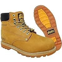 WOLF Work Boot | 100% Genuine Upper Leather | Oil, Heat, Chemical, Impact | Electrical Hazards | Non-Slip Rubber Sole | Tan Nubuck Plain Toe | Padded Collar | Construction | Industrial PPE