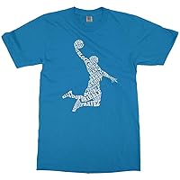 Threadrock Big Boys' Basketball Player Typography Youth T-Shirt - Large, Turquoise