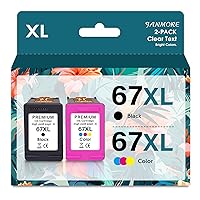 67XL Printer Ink Cartridge High Yield Replacement for HP 67 XL for HP DeskJet 1255 2755 2722 2700e Plus 4152 4155 Envy 6052 Pro 6052 6455 (1 Black, 1 Color)
