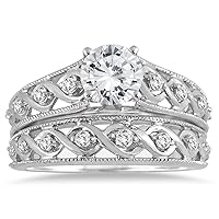 AGS Certified 1 1/4 Carat TW Diamond Bridal Set in 14K White Gold (I-J Color, I2-I3 Clarity)