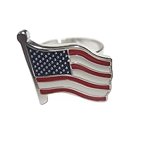Waving USA American Flag Adjustable Size Fashion Ring