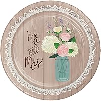Creative Converting Paper Dessert Plates 8-Count Sturdy Style 7-Inch, Rustic Wedding